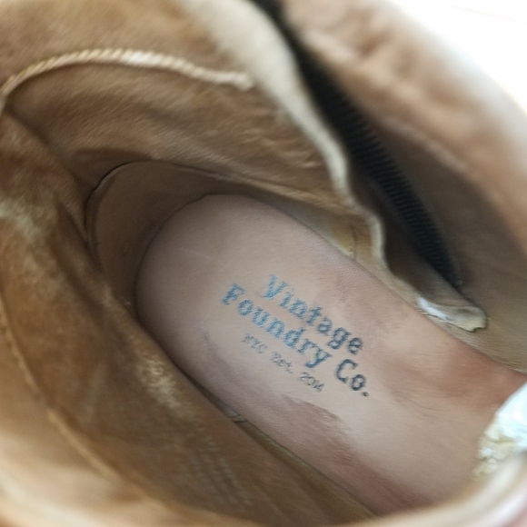 Vintage Foundry Co. Arielle Brown Leather Ankle Western Boot Pointed Toe Zip NEW - Picture 10 of 13